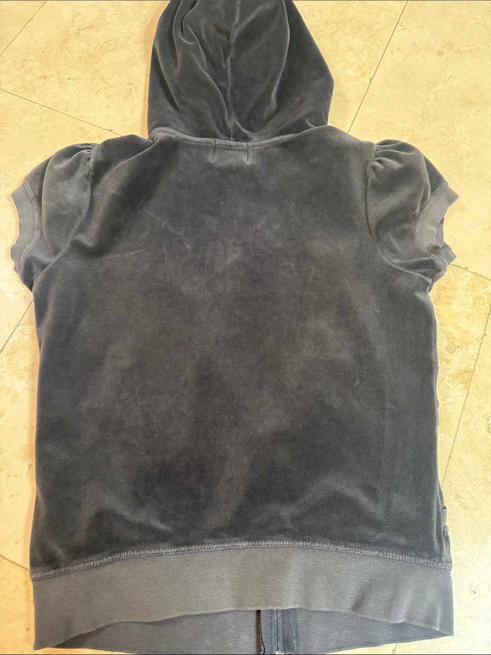 Juciy Charcoal Short Sleeve Velour Zip Hoodie! - Picture 3 of 4